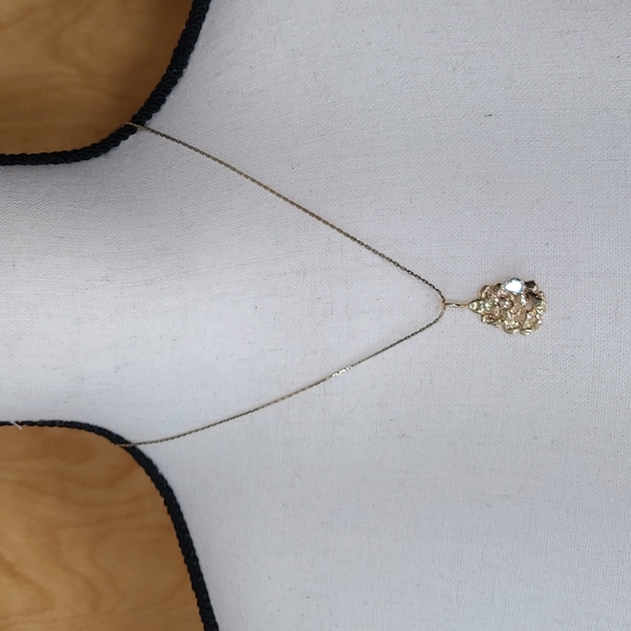 14k gold nugget pendant with pear shaped CZ, a sizable beauty! - Picture 5 of 9